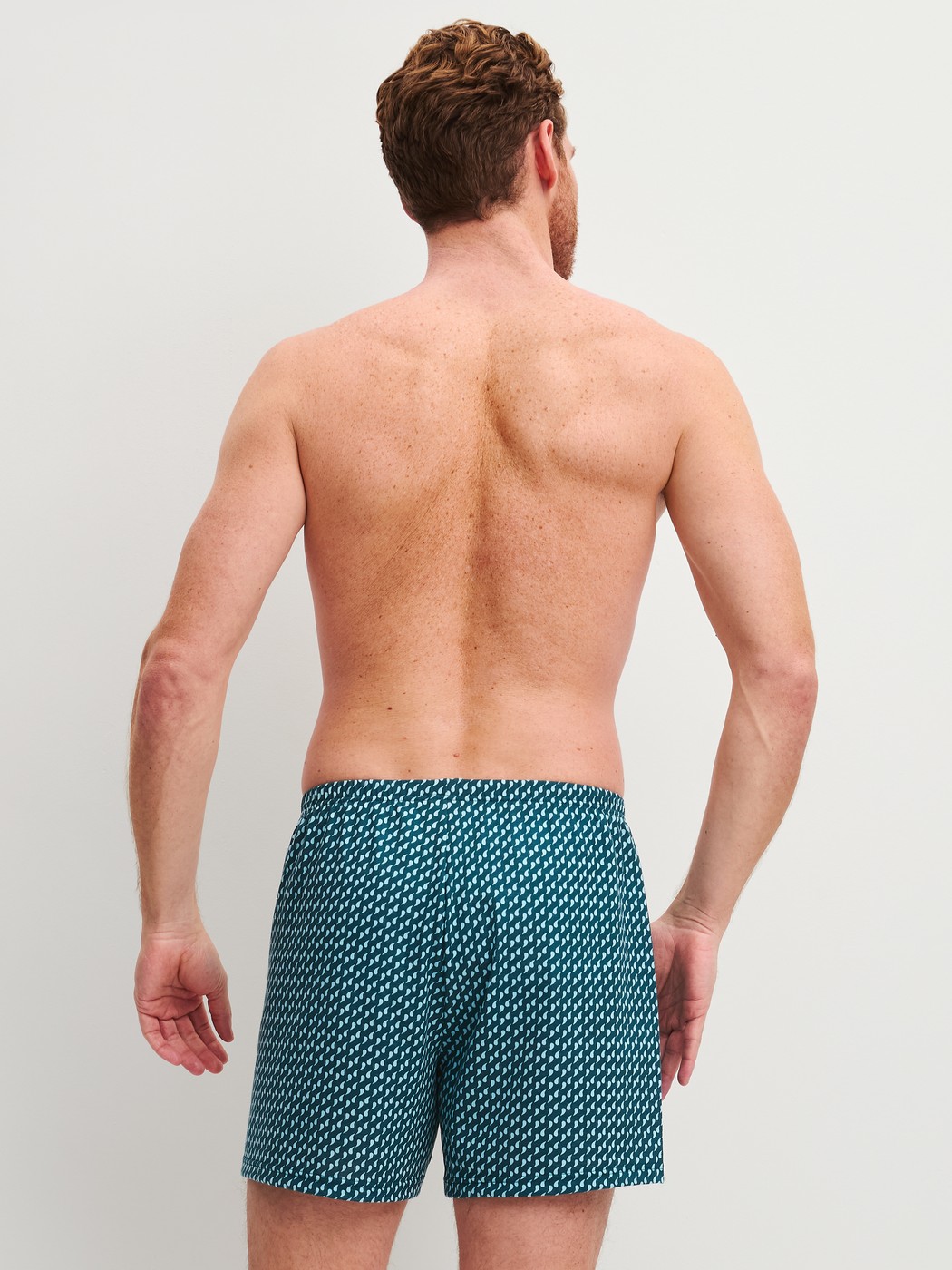 Le mannequin Homme porte le/la Boxershorts, lot de 2 en 100% coton de couleur Turquoise, À motifs, de la série Cotton Special de CALIDA, Image supplémentaire