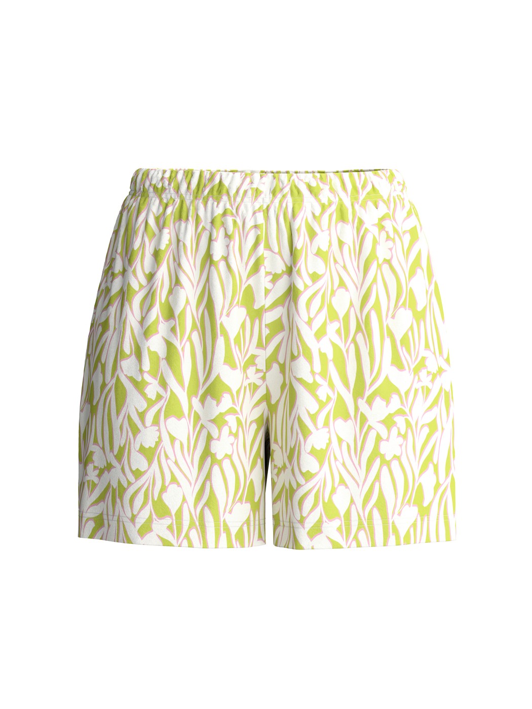 Donna - Pantaloni corti del pigiama in 100% cotone di colore Verde, Floreale, della serie Late Bloom M&M di CALIDA