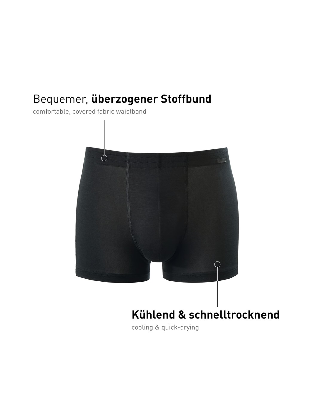 Herren - Boxer Brief mit stoffbezogenem Bund aus Lyocell in Schwarz, Einfarbig aus Serie Focus von CALIDA