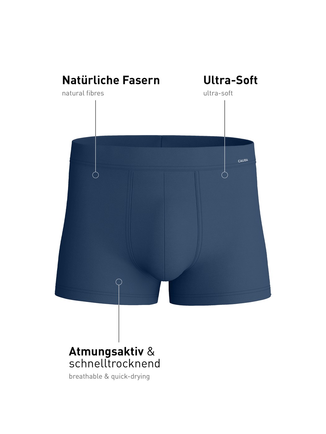 Men - Boxer brief with Quick Dry Effect made of Modal in Blue, Unicoloured, from the Balanced Day series by CALIDA