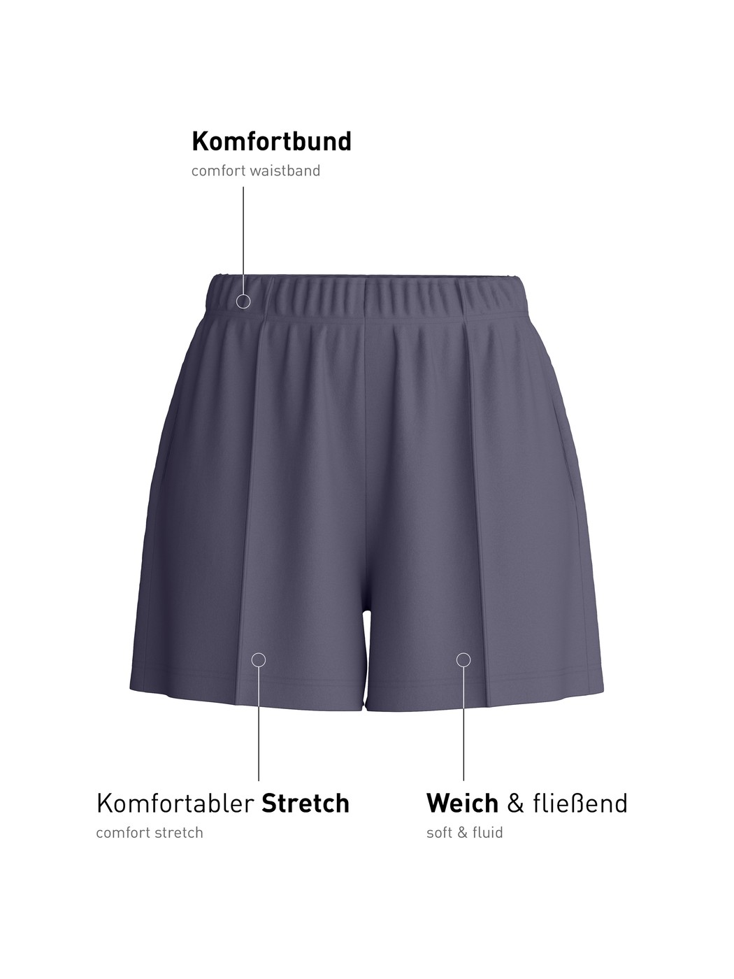 Damen - Loungeshorts aus Modal in Blau, Einfarbig aus Serie Natural Loungewear von CALIDA