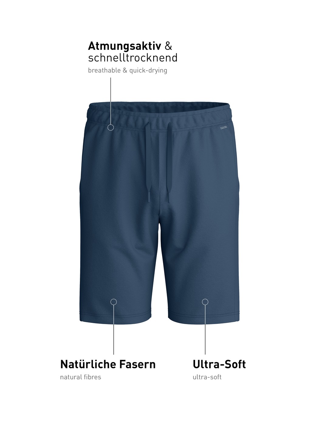 Men - Bermudas with side pockets made of Cotton in Blue, Unicoloured, from the RMX Lounge Journey series by CALIDA