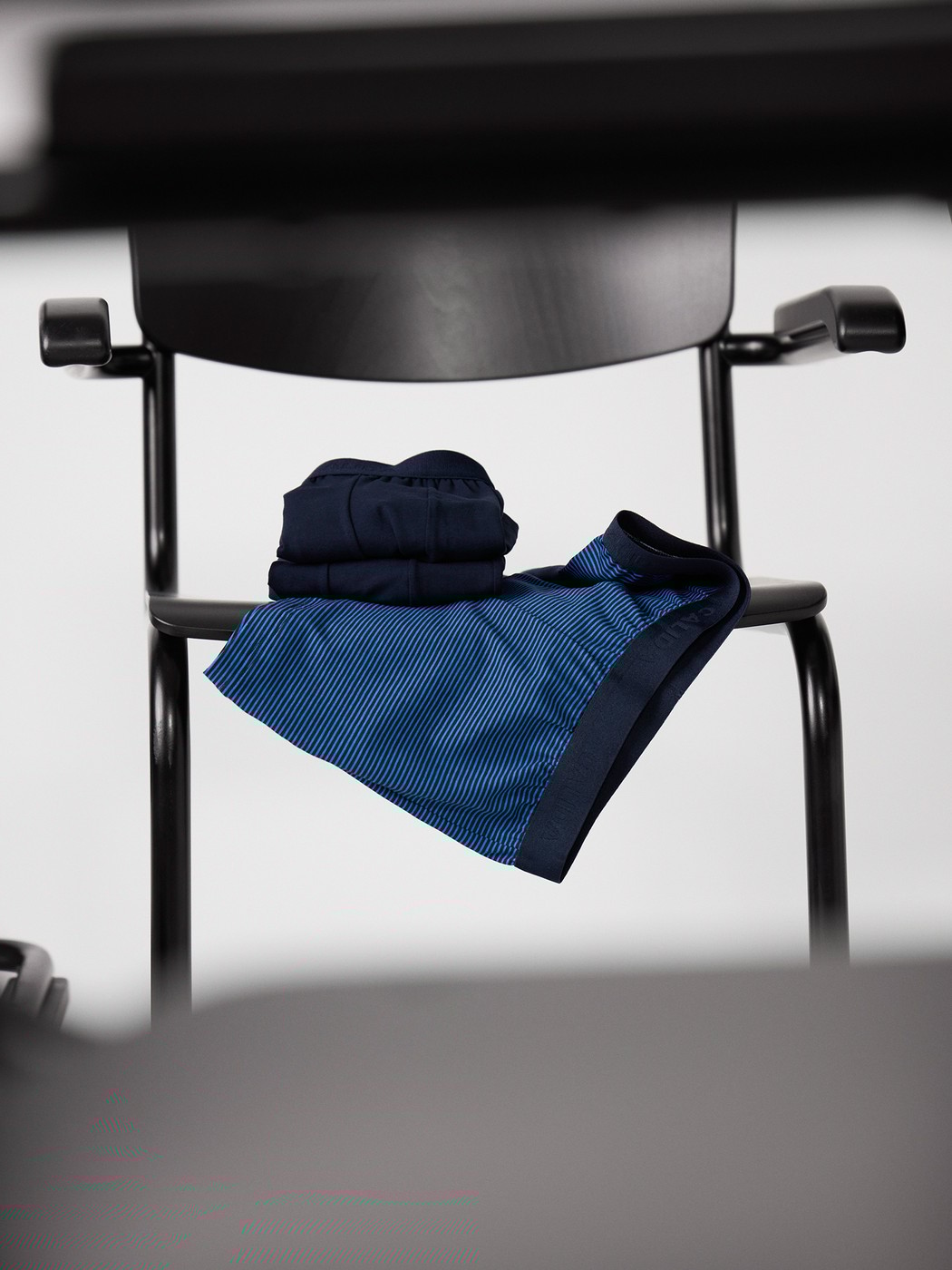 Homme - Boxer, lot de 3 en Coton de couleur Bleu, À motifs, de la série Natural Benefit de CALIDA, Détail