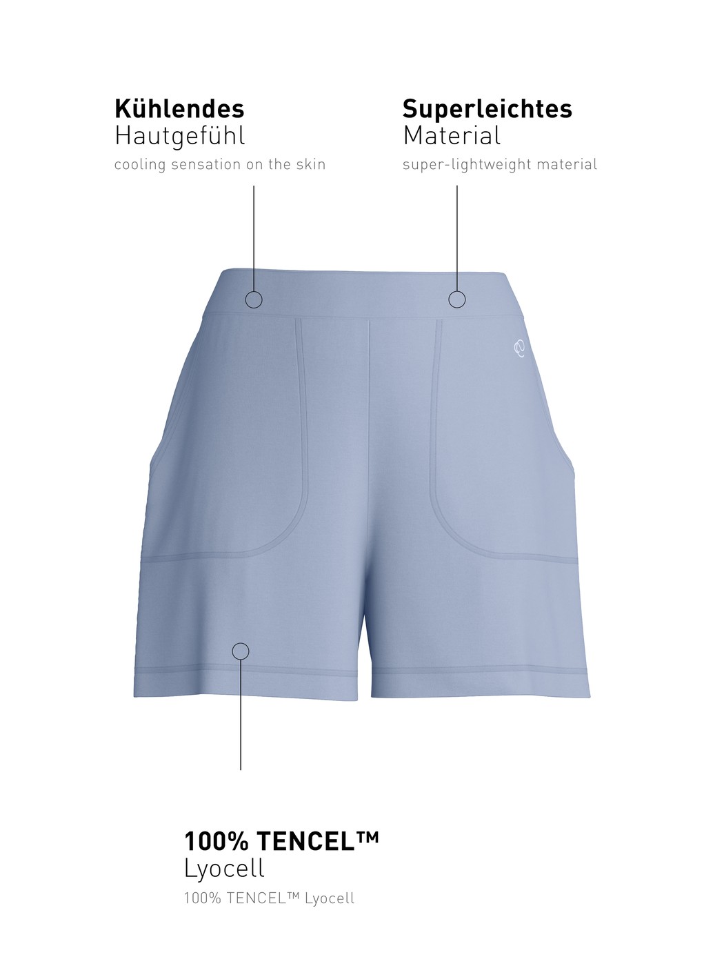 Femme - Short de pyjama en Lyocell de couleur Bleu, Unicolore, de la série DSW Cooling de CALIDA