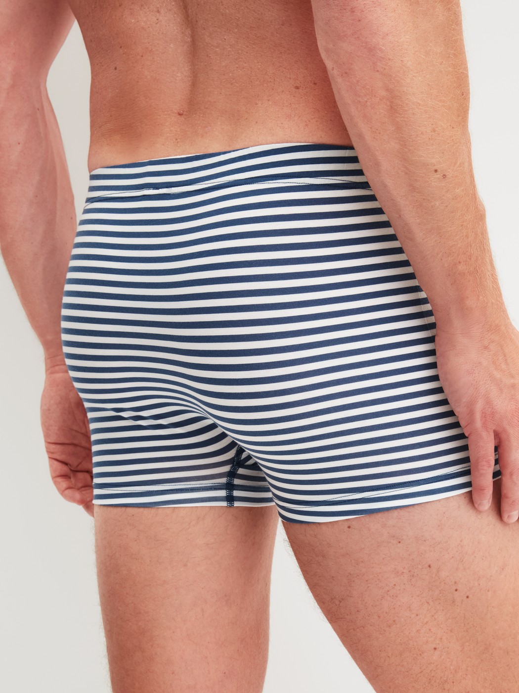 Le mannequin Homme porte le/la Boxer brief en Coton de couleur Bleu, Rayée, de la série Grafic Cotton de CALIDA, Vue arrière