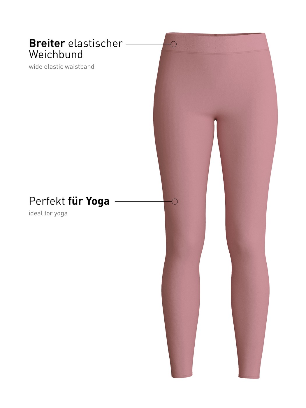 Damen - Leggings aus Baumwolle in Rosa, Einfarbig aus Serie Elastic von CALIDA, Signature