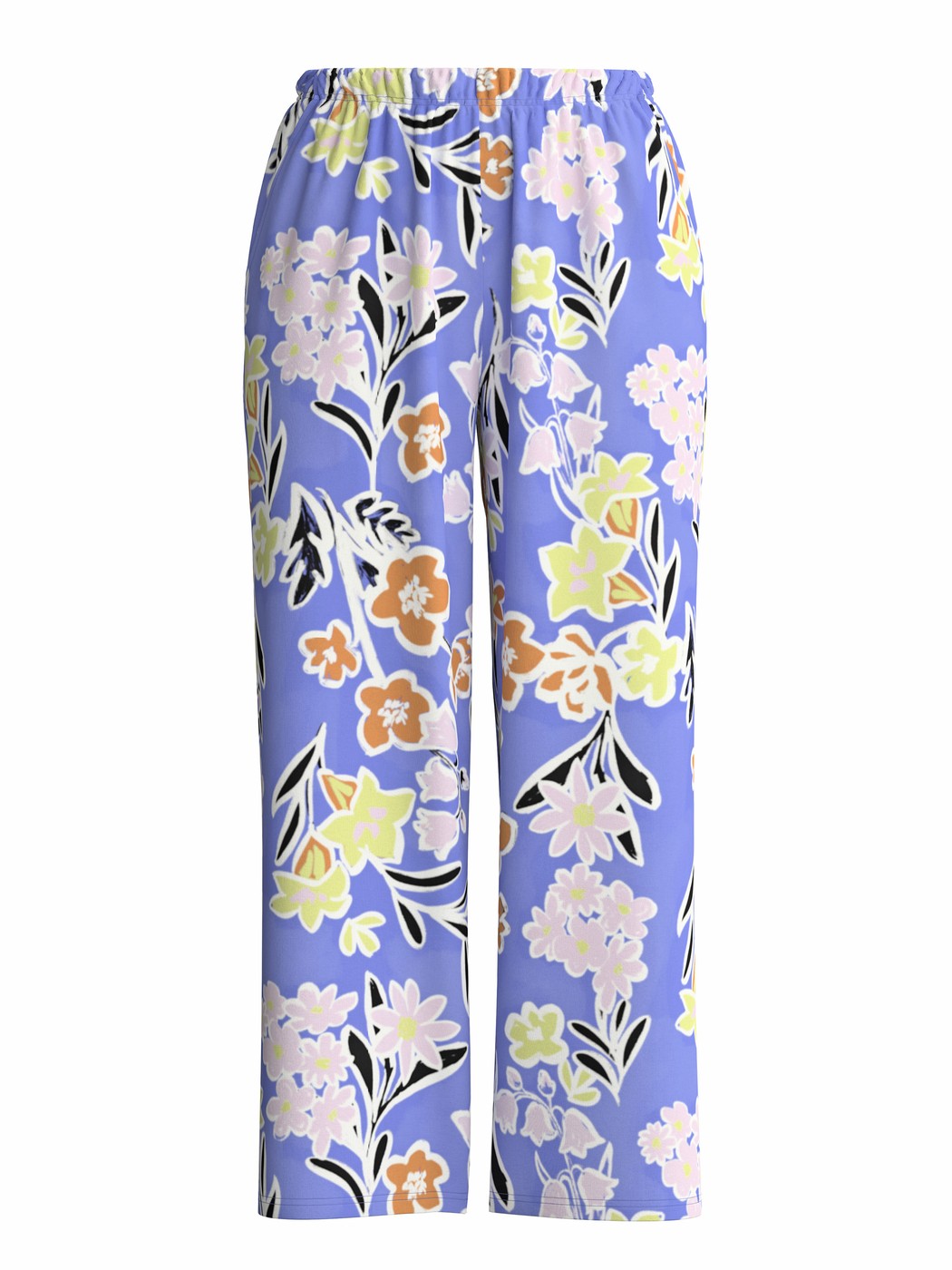 Donna - 7/8 Pantaloni pigiama in 100% cotone di colore Blu, Floreale, della serie Late Bloom M&M di CALIDA