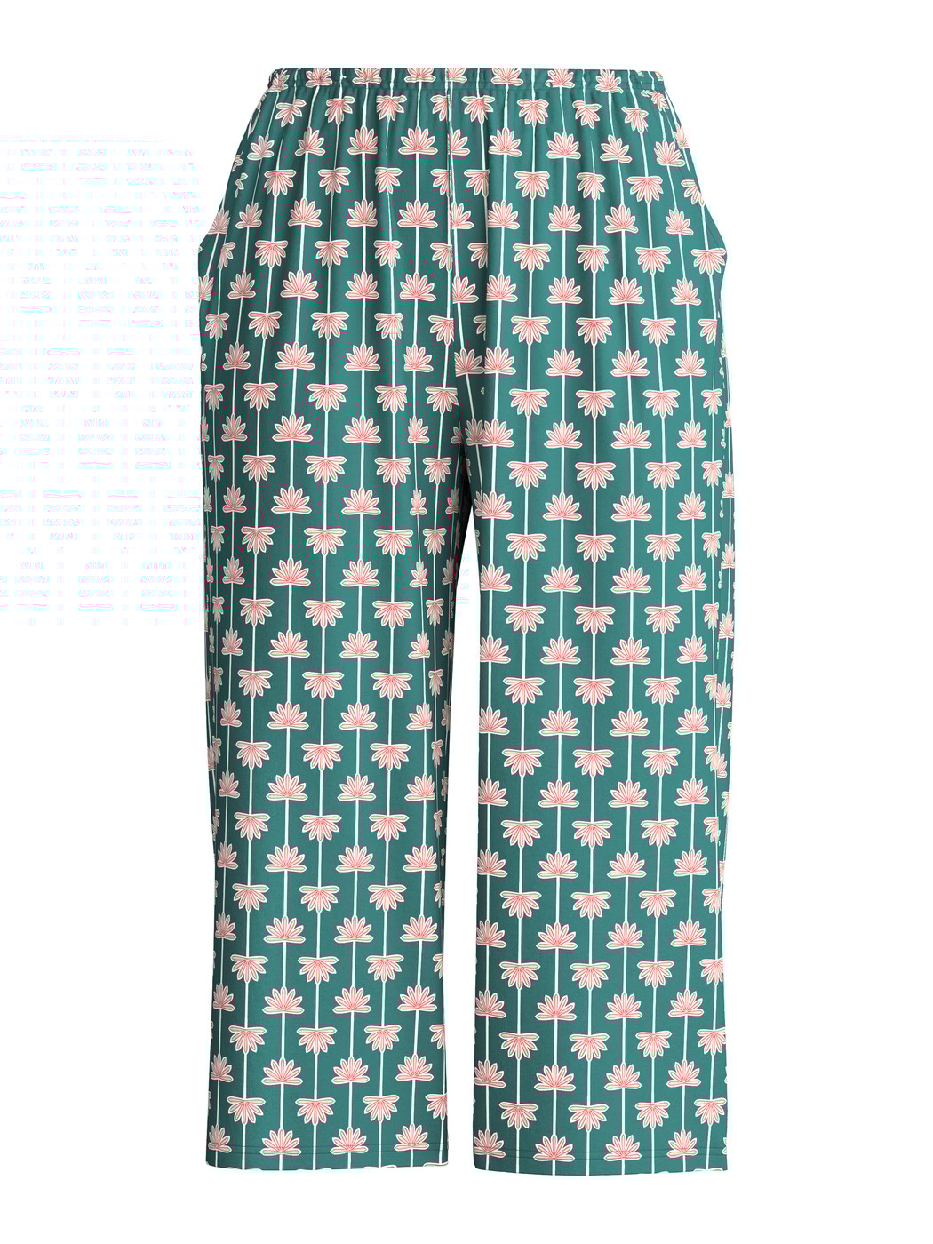 Femme - Pantalon de pyjama 3/4 en 100% coton de couleur Turquoise, À motifs, de la série Favourites Beach de CALIDA