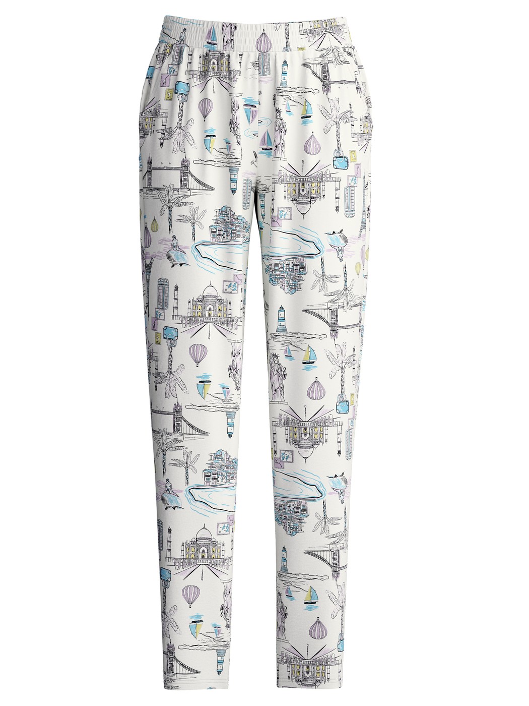 Damen - Pyjamahose aus 100% Baumwolle in Weiß, Gemustert aus Serie Favourites Journey von CALIDA