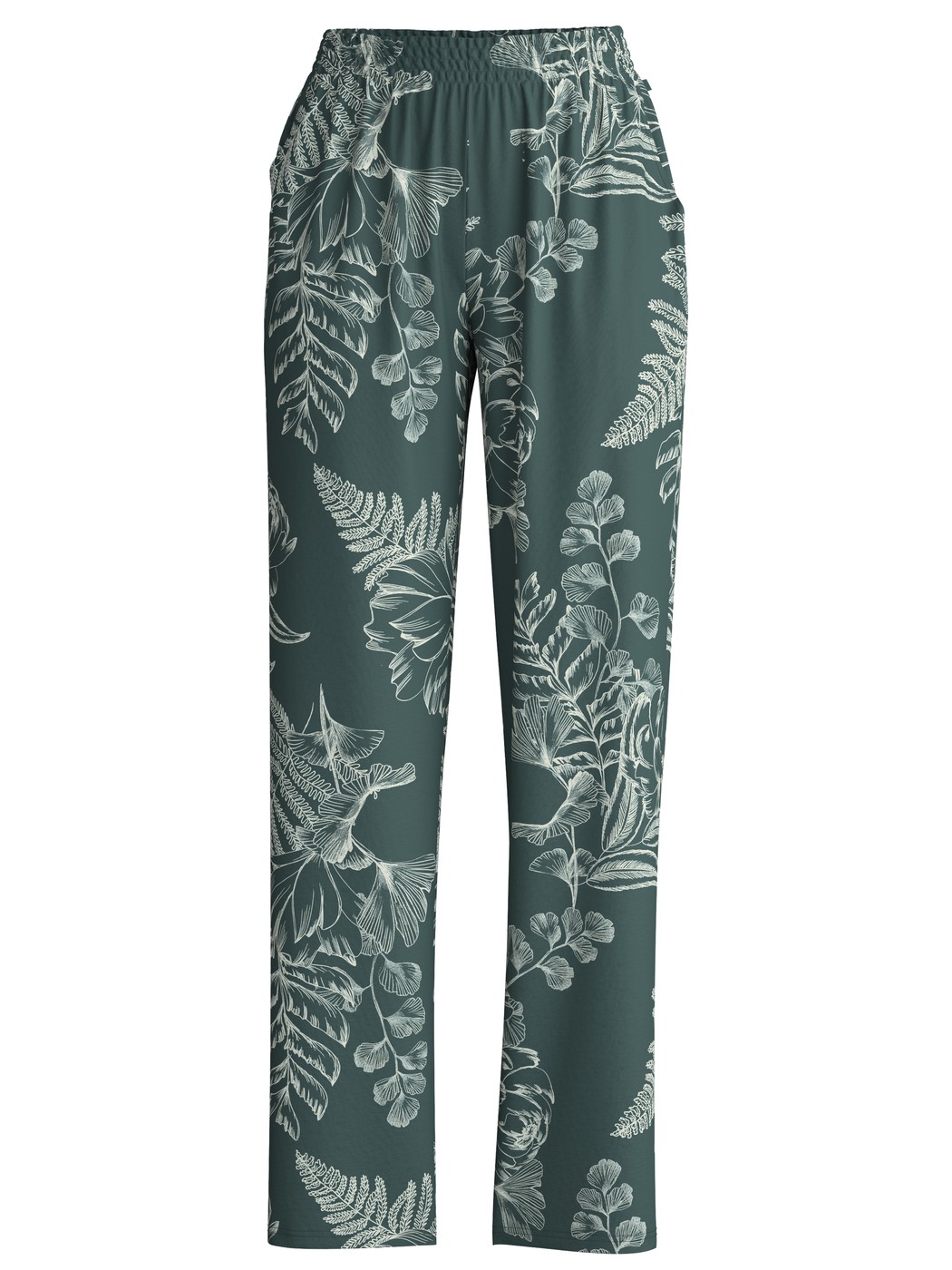 Damen - Pyjamahose aus Baumwolle in Grün, Floral aus Serie Favourites Botanic von CALIDA