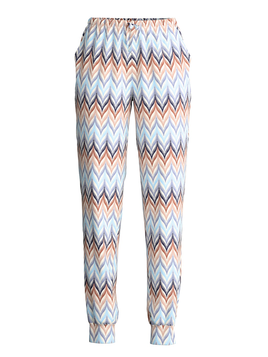 Femme - Pantalon de pyjama avec ourlets en 100% coton de couleur Bleu, À motifs, de la série Favourites Tiles de CALIDA