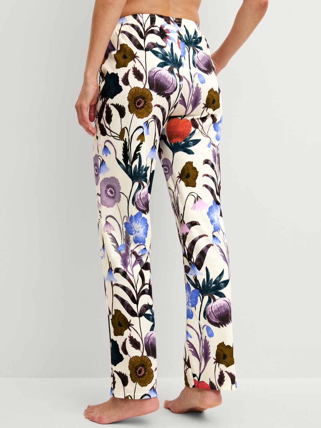 Women model is wearing  made of 100% Cotton in Beige, Floral from the Alpine M&M series by CALIDA, Back view