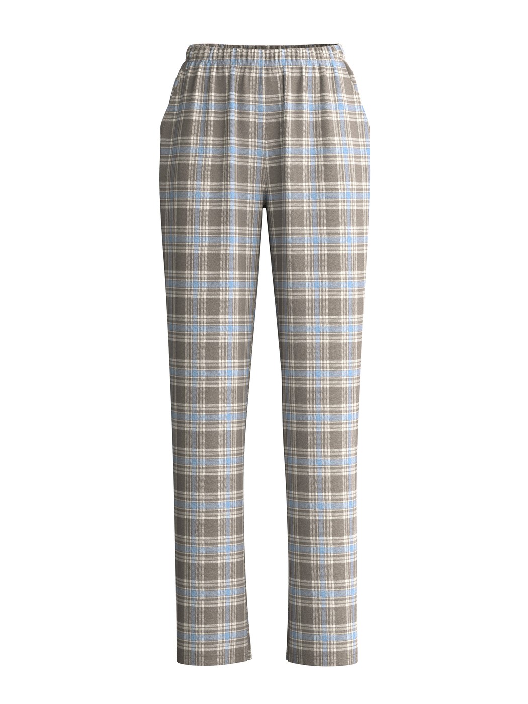 Donna - Pantaloni in flanella con tasche laterali in Cotone di colore Blu, A scacchi, della serie Alpine M&M di CALIDA