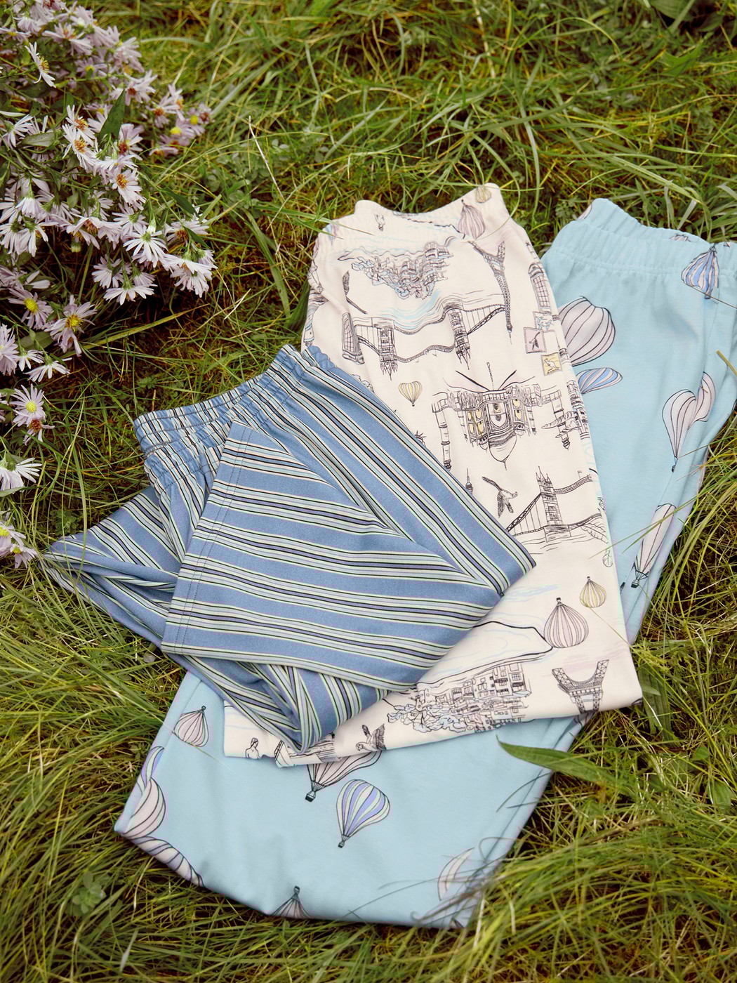 Damen - Pyjamahose aus 100% Baumwolle in Blau, Gestreift aus Serie Favourites Journey von CALIDA, Detail