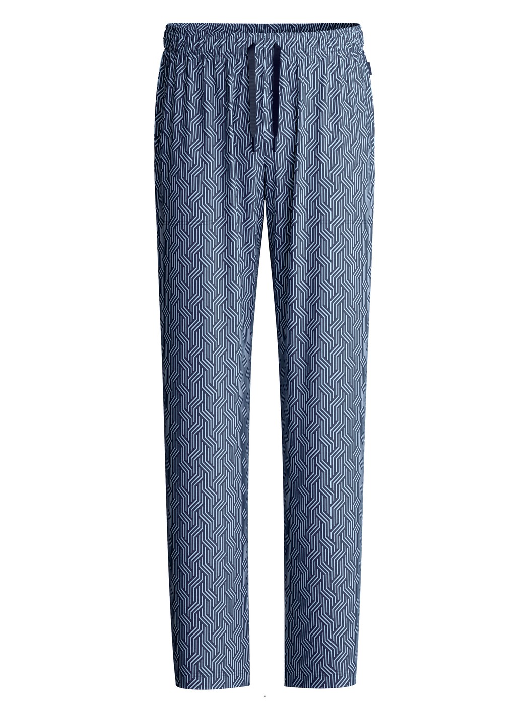 Herren - Pyjamahose mit Seitentaschen aus Baumwolle in Blau, Gemustert aus Serie RMX Sleep Free von CALIDA