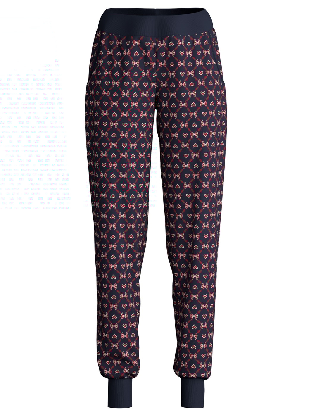 Damen - Pyjamahose mit Bündchen und Seitentaschen aus 100% Baumwolle in Blau, Gemustert aus Serie Favourites Holidays von CALIDA