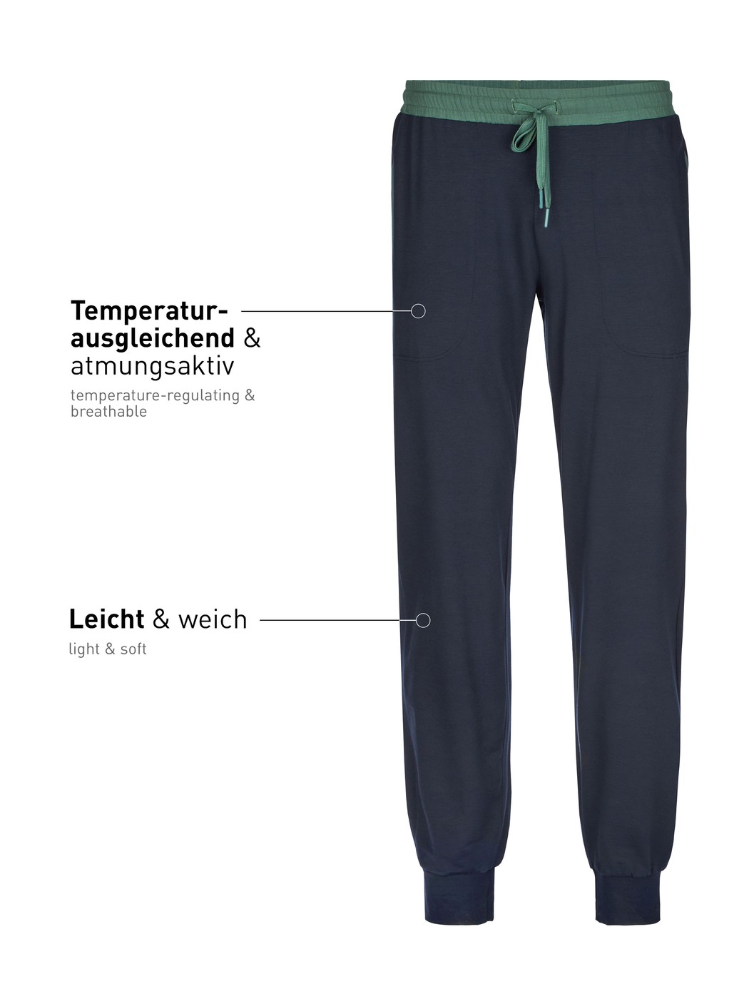 Herren - Pyjamahose mit Bündchen aus Modal in Blau, Einfarbig aus Serie DSW Balancing von CALIDA