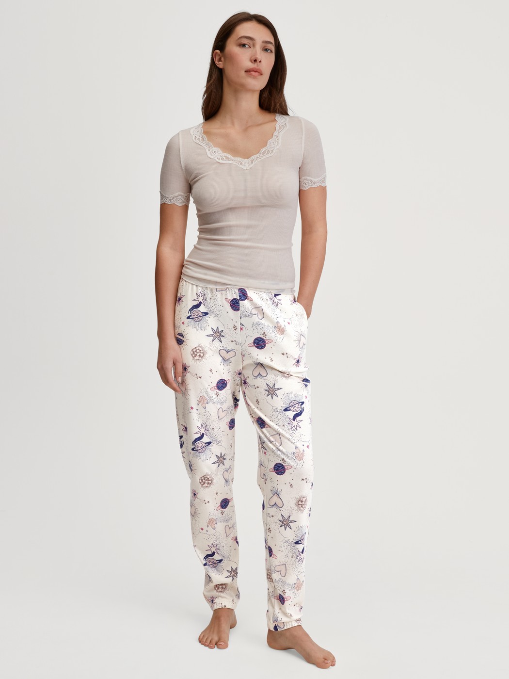 CALIDA Favourites Spring – Pantalone Del Pigiama Donna In Cotone Morbido – Vita Elastica Rivestita – Lavabile A 60° – Taglia 40/42