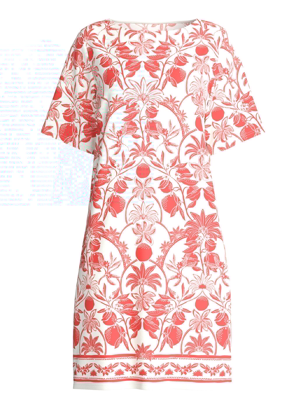 Femme - Chemise de nuit à manches courtes, longueur 95 cm en 100% coton de couleur Orange, Floral, de la série Favourites Beach de CALIDA