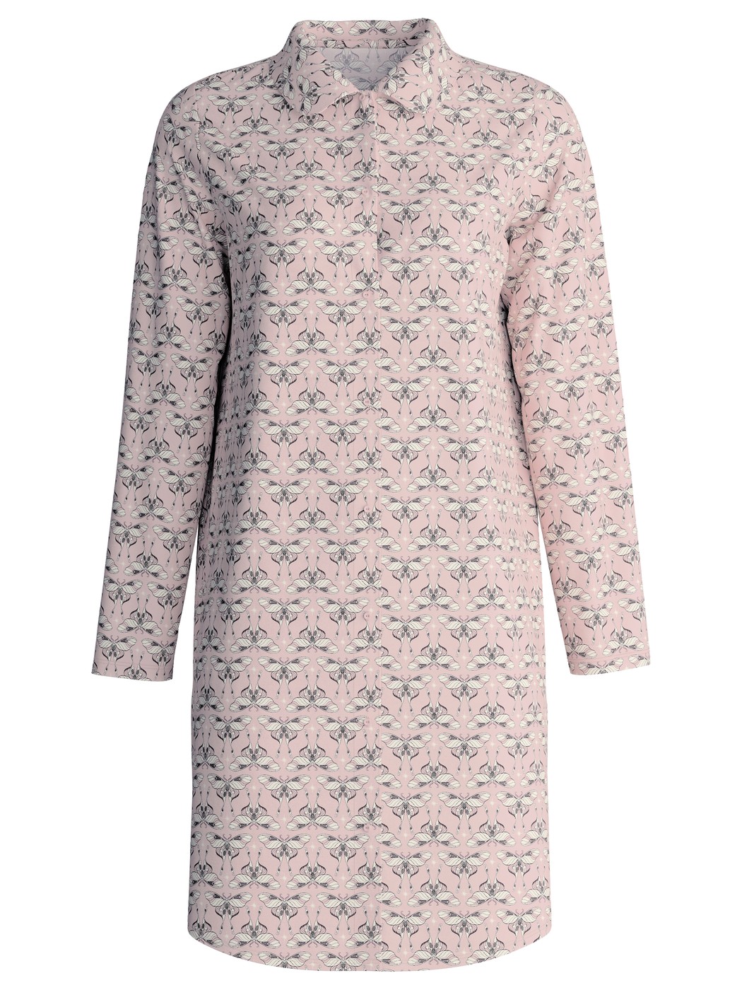 Damen - Langarm-Nachthemd mit Knöpfen, Länge 95 cm aus Modal in Rosa, Gemustert aus Serie Favourites Seduction von CALIDA