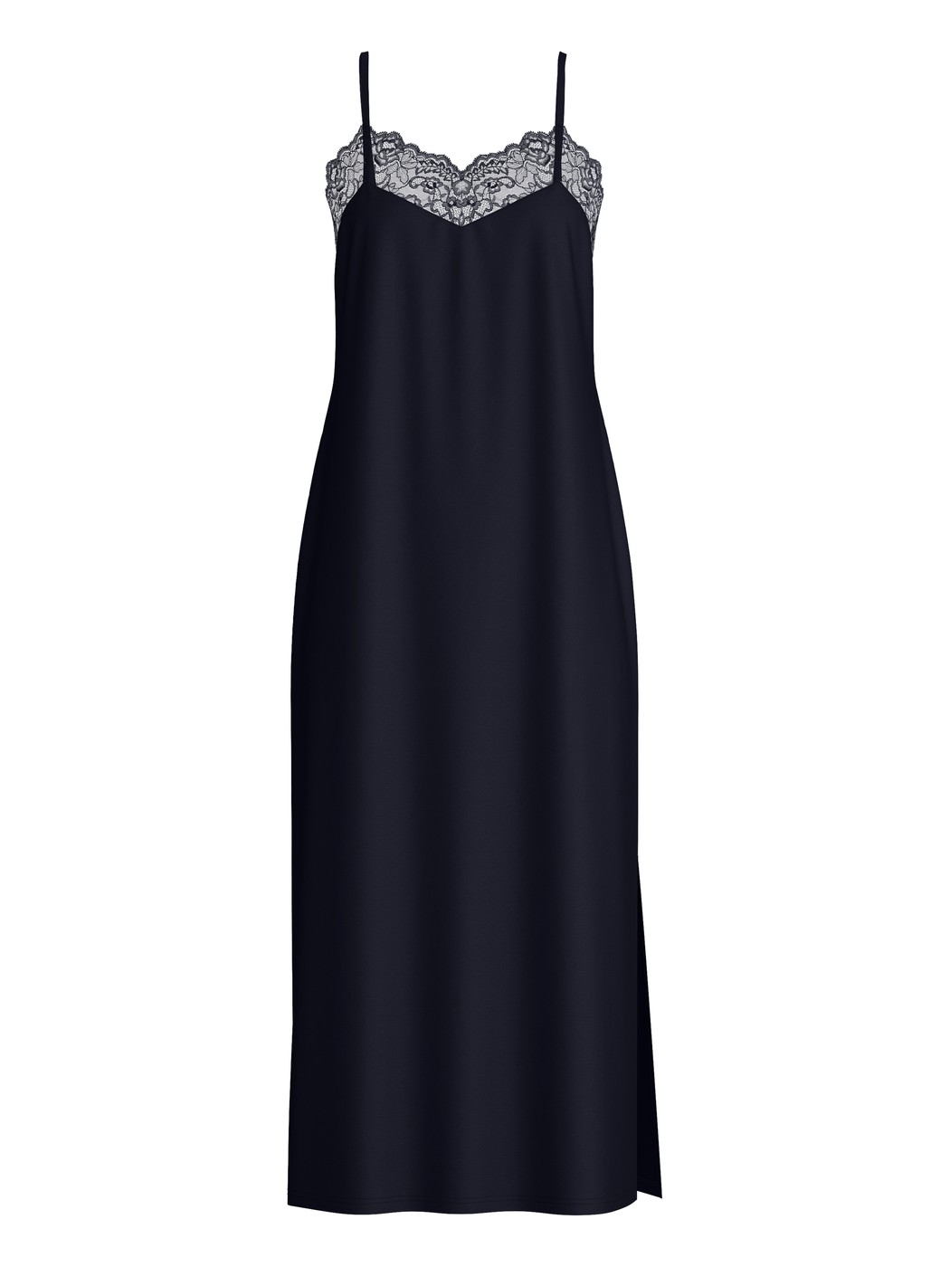 Damen - Nachthemd mit Spaghettiträgern, Länge 125cm aus Modal in Blau, Spitze aus Serie Elegant Dreams von CALIDA