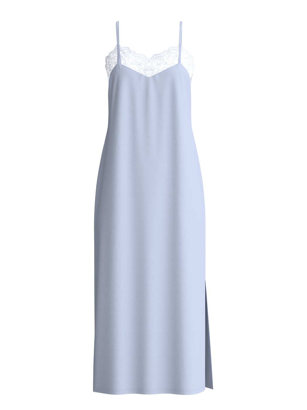 Damen - Nachthemd mit Spaghettiträgern, Länge 125cm aus Modal in Blau, Spitze aus Serie Elegant Dreams von CALIDA