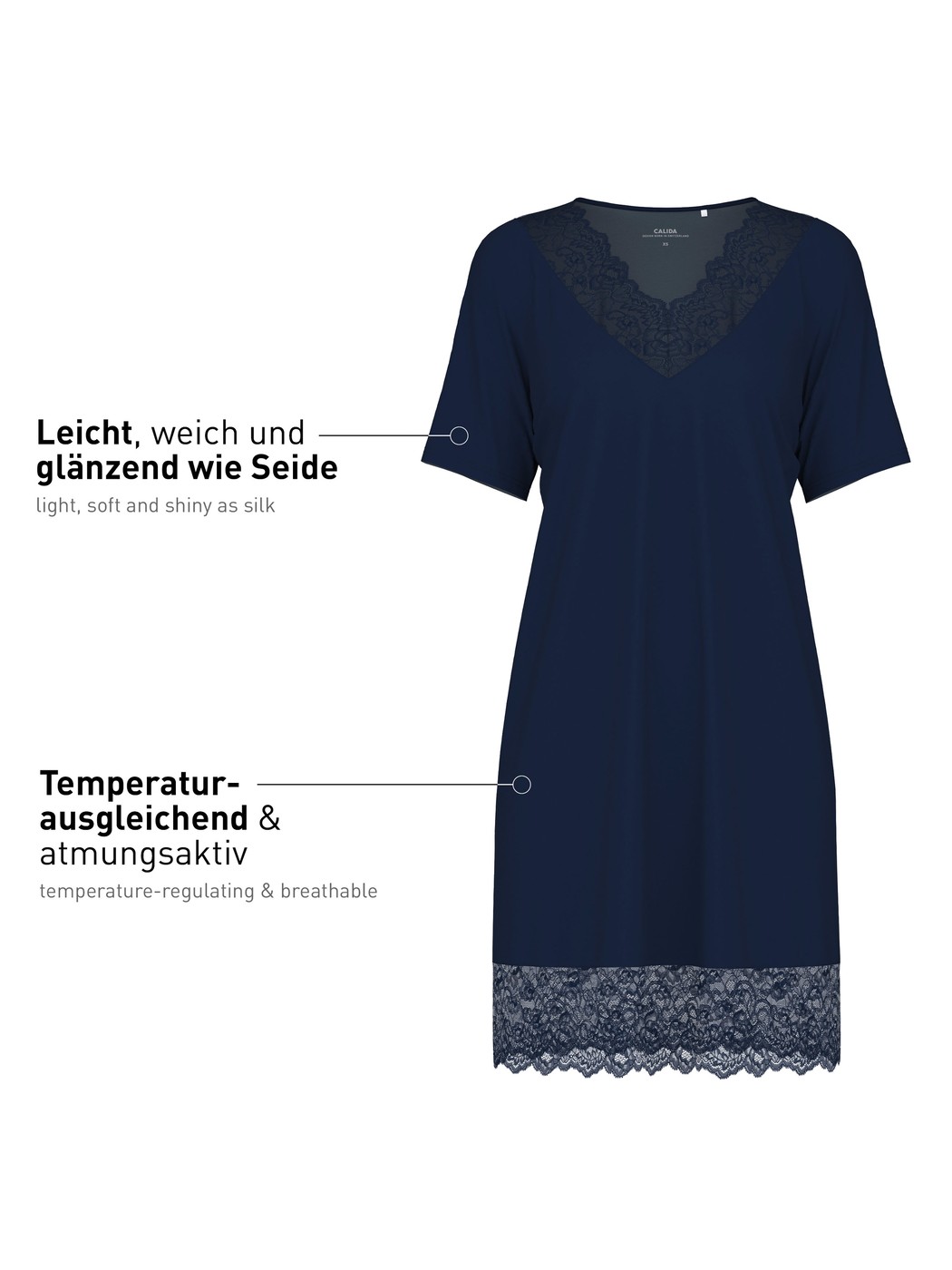 Women - Nightdress made of Modal in Blue, Lace, from the Elegant Dreams series by CALIDA, Packaging