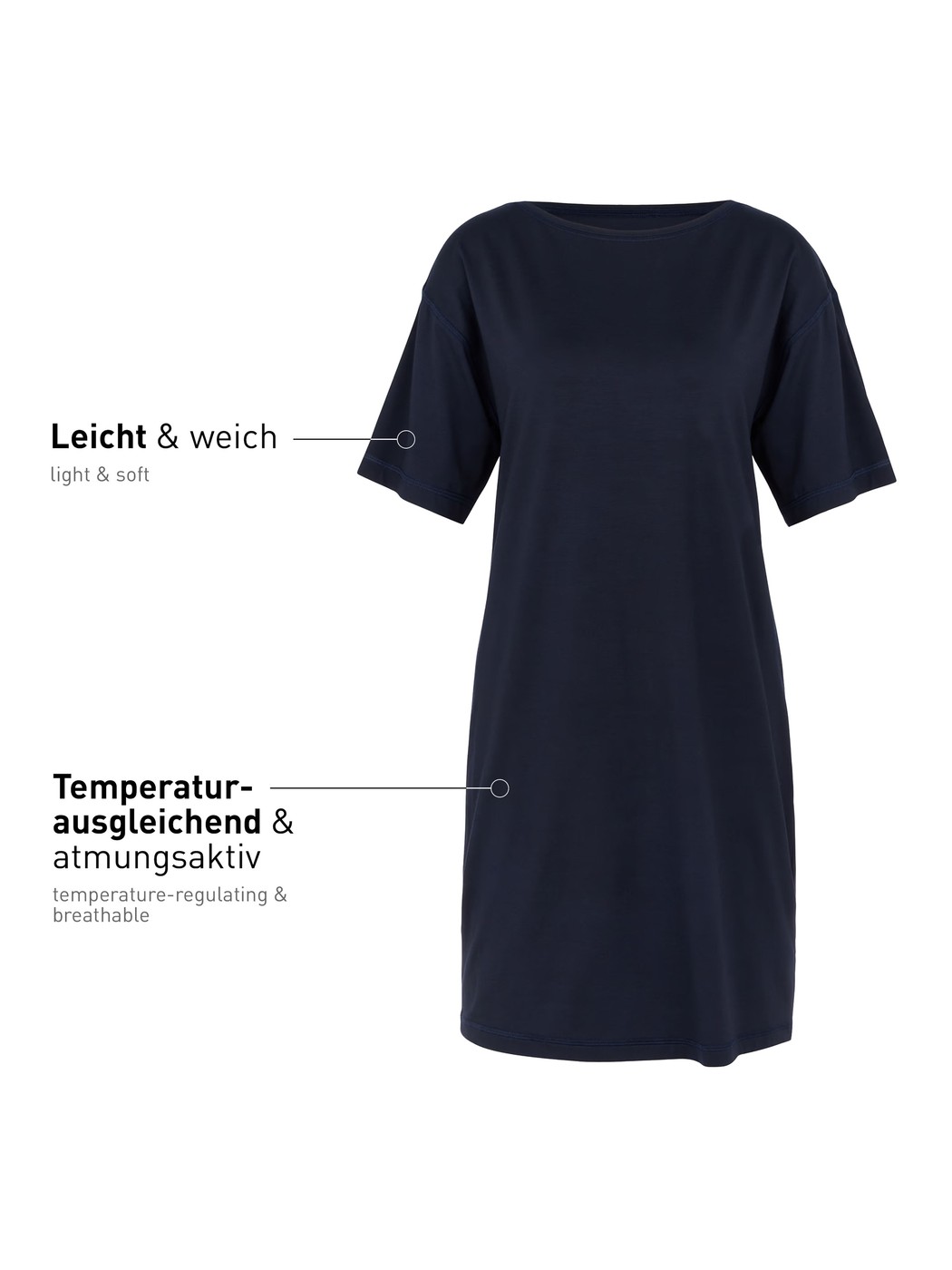 Damen - Nightshirt, Länge 95 cm aus Modal in Blau, Einfarbig aus Serie DSW Balancing von CALIDA