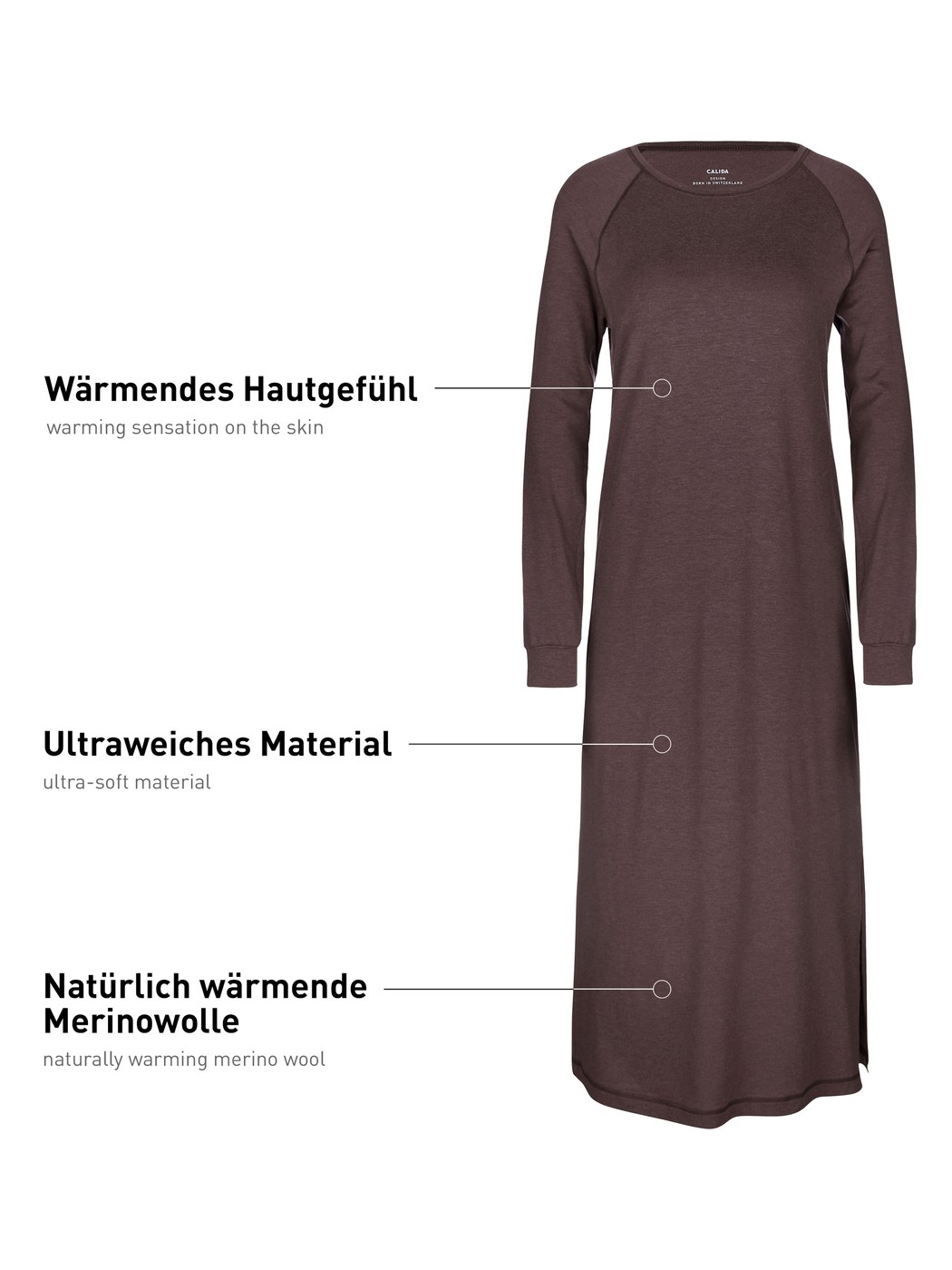 Femme - Chemise de nuit en Lyocell de couleur Violet, Unicolore, de la série DSW Warming de CALIDA