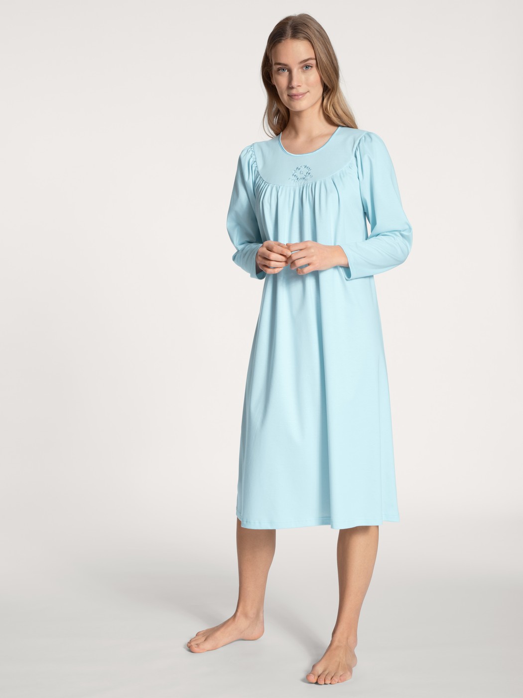 Camicia Da Notte Normann A Maniche Lunghe | 100% Cotone Con Tasche Applicate | Colore Marine | Taglia 44-46 | Oeko-Tex Standard 100