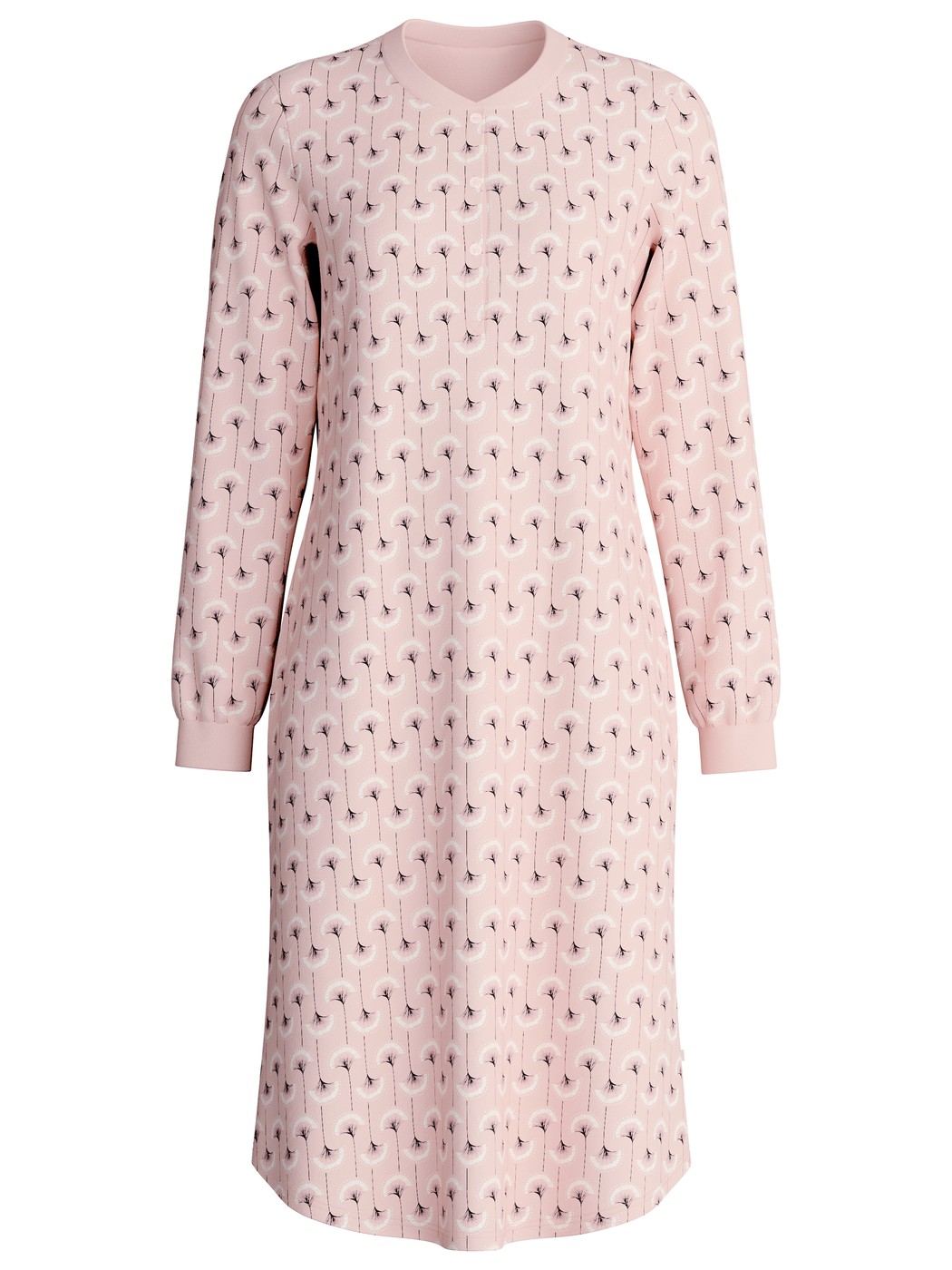 Damen - Langarm-Nachthemd, Länge 110 cm aus 100% Baumwolle in Rosa, Floral aus Serie Midnight Flowers von CALIDA