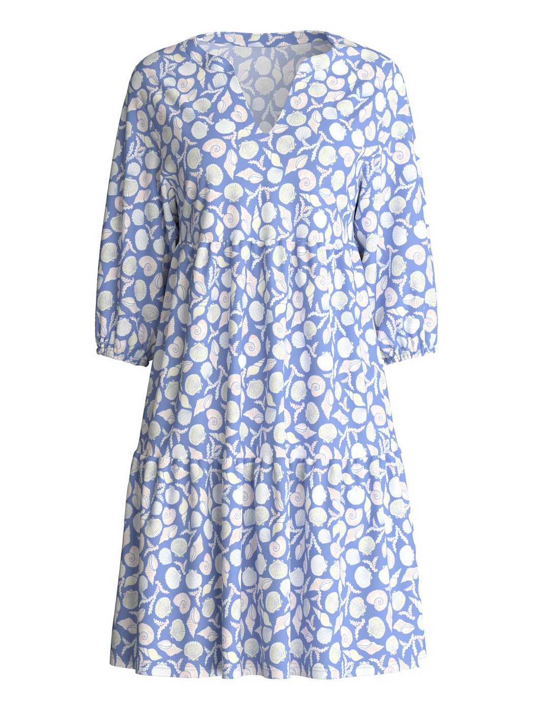Femme - Chemise de nuit, longueur 95 cm en 100% coton de couleur Bleu, Floral, de la série Favourites Ocean de CALIDA