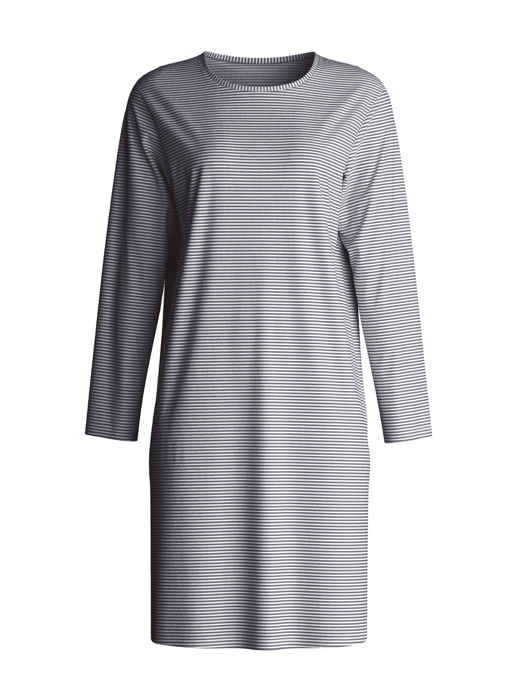 Women - Long Sleeve Nightdress –100 cm Length made of 100% Cotton in Blue, Patterned, from the Cotton Special series by CALIDA