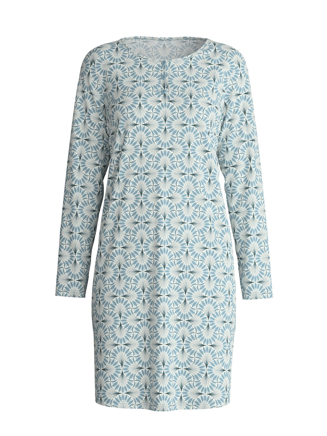 Damen - Langarm-Nachthemd, Länge 100 cm aus 100% Baumwolle in Blau, Gemustert aus Serie Ornament Nights von CALIDA
