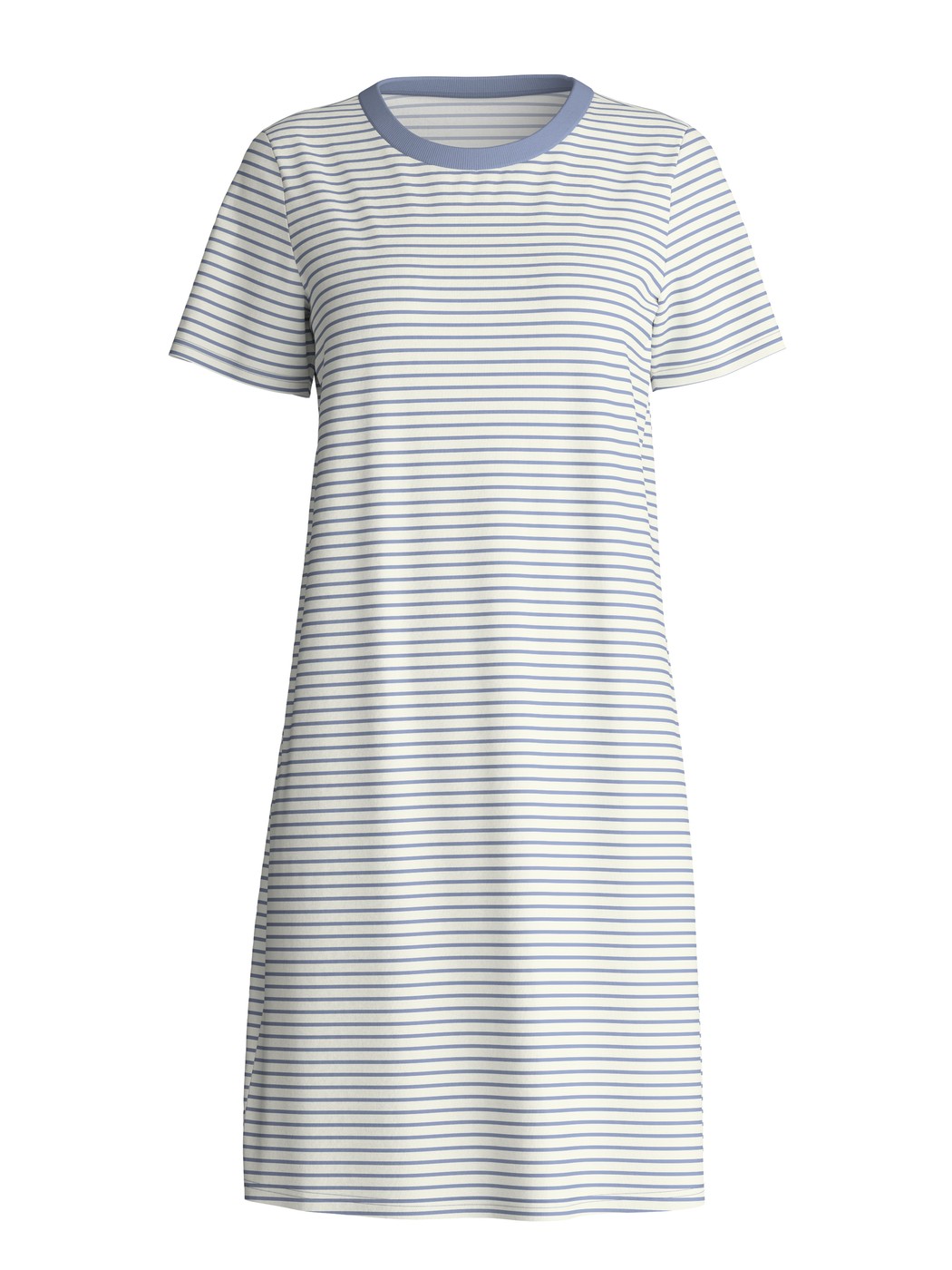 Femme - Chemise de nuit à manches courtes, longueur 95 cm en 100% coton de couleur Bleu, Rayée, de la série Cotton Special de CALIDA