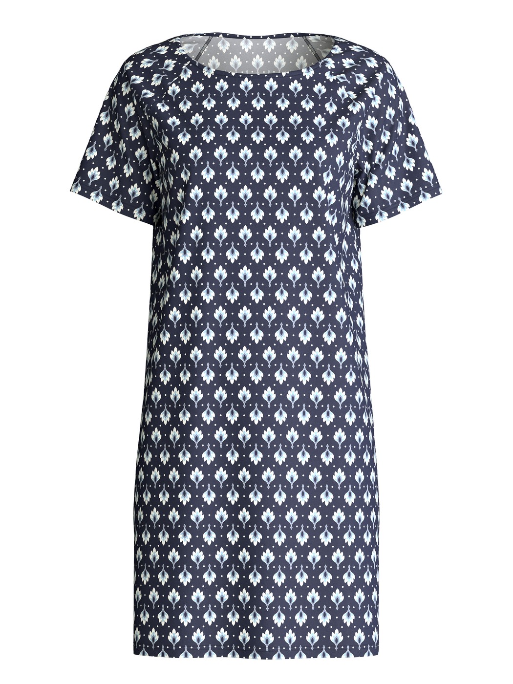 Femme - Chemise de nuit à manches courtes en 100% coton de couleur Bleu, À motifs, de la série Daylight Dreams de CALIDA