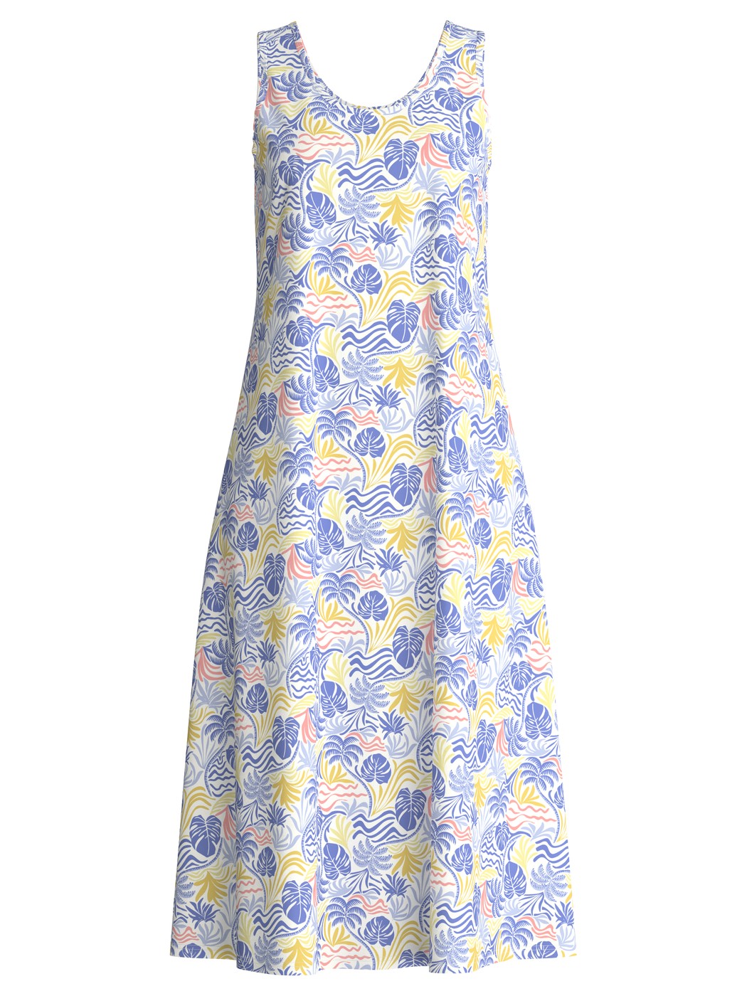 Women - Nightdress, length 125 cm made of 100% Cotton in Blue, Floral, from the Coastal Dreams series by CALIDA