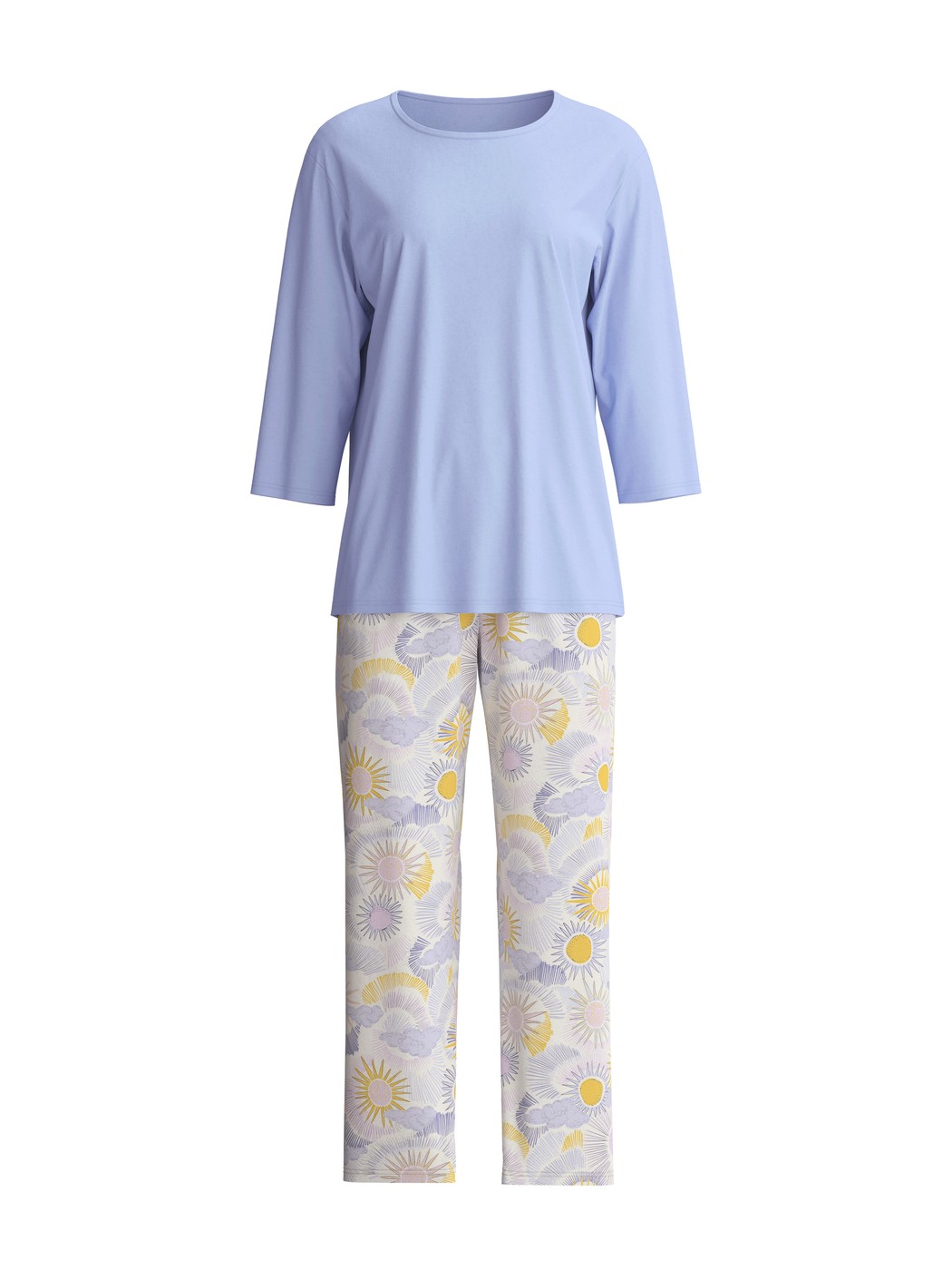 Damen - 7/8-Pyjama aus 100% Baumwolle in Blau, Gemustert aus Serie EDITION 85 von CALIDA