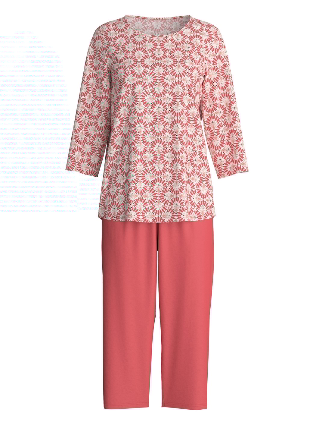 Damen - Capri-Pyjama aus 100% Baumwolle in Rot, Gemustert aus Serie Cotton Special von CALIDA