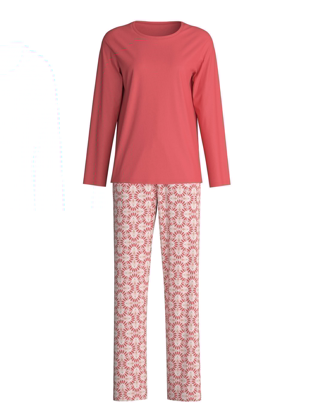 Women - Pyjamas, long made of 100% Cotton in Red, Patterned, from the Cotton Special series by CALIDA
