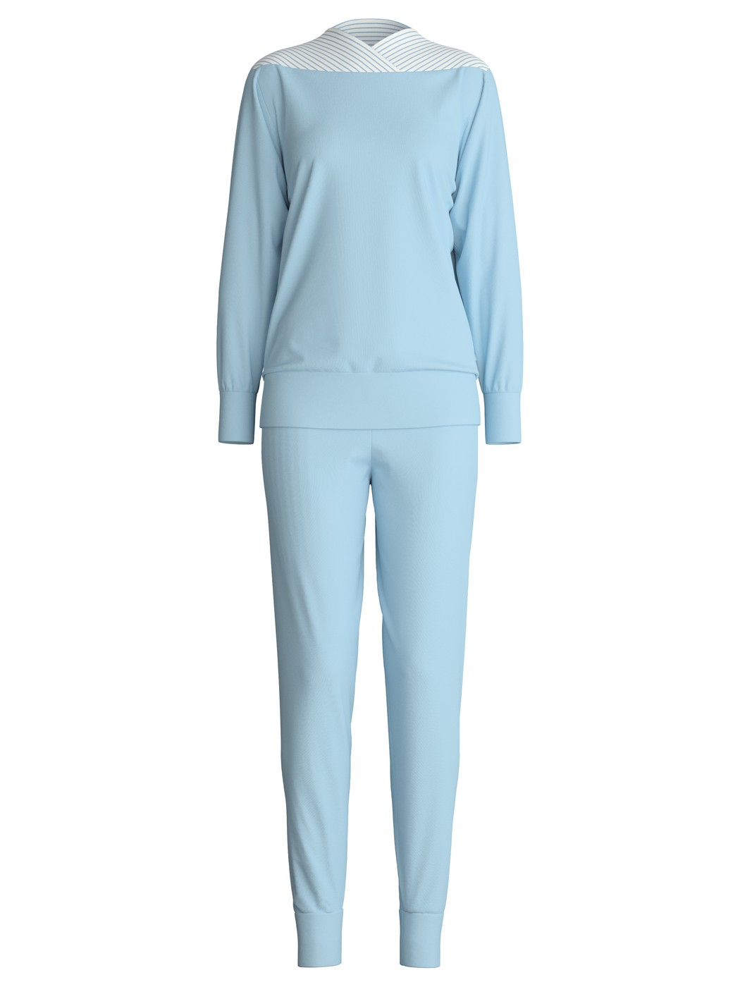 Women - Pyjama with cuff made of 100% Cotton in Blue, Unicoloured, from the Season Special series by CALIDA