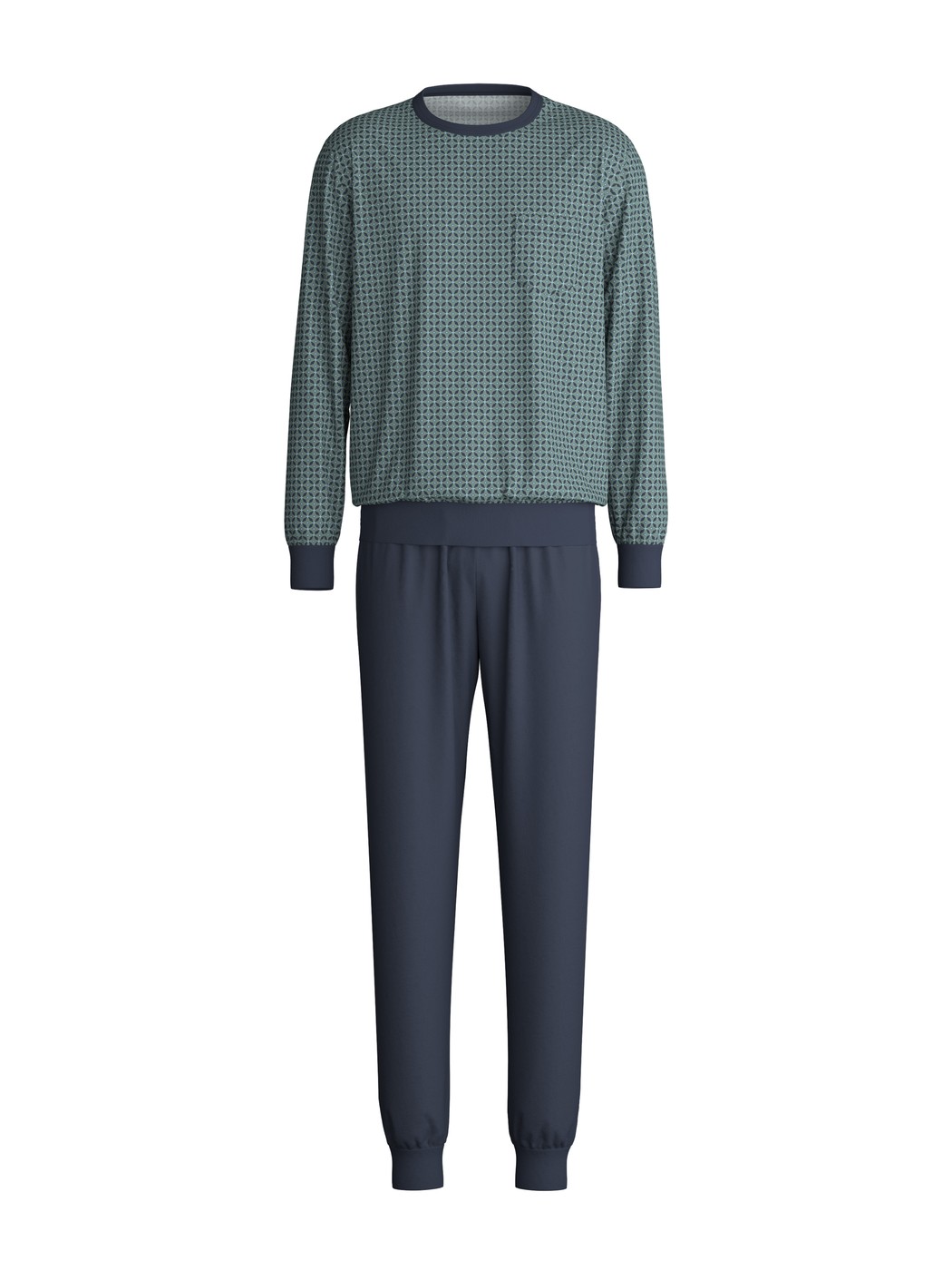 Herren - Bündchen-Pyjama aus 100% Baumwolle in Grün, Gemustert aus Serie Relax Comfy 3 von CALIDA