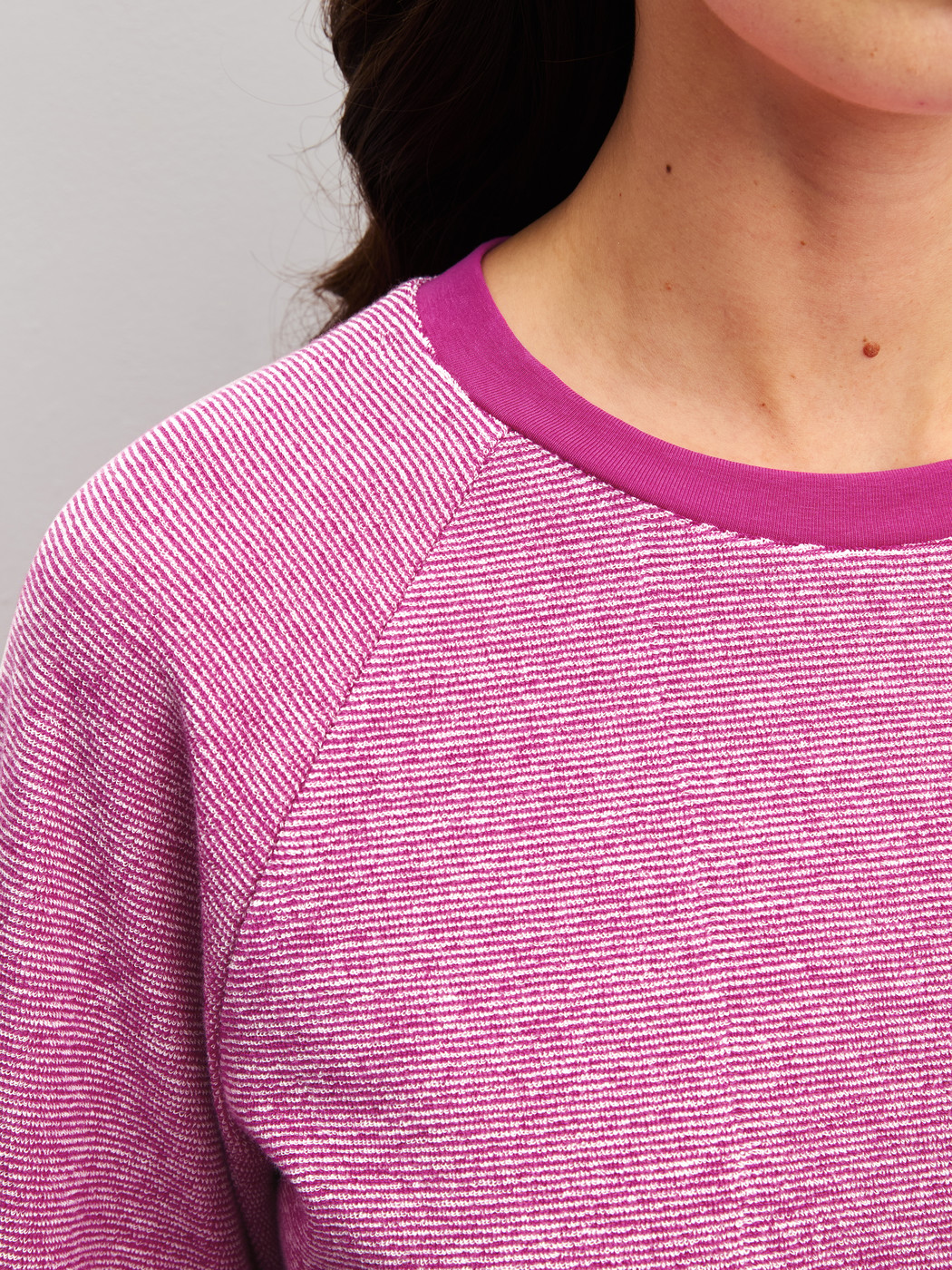 Women model is wearing  made of Cotton in Pink, Striped from the Soft Dreams series by CALIDA, Detail