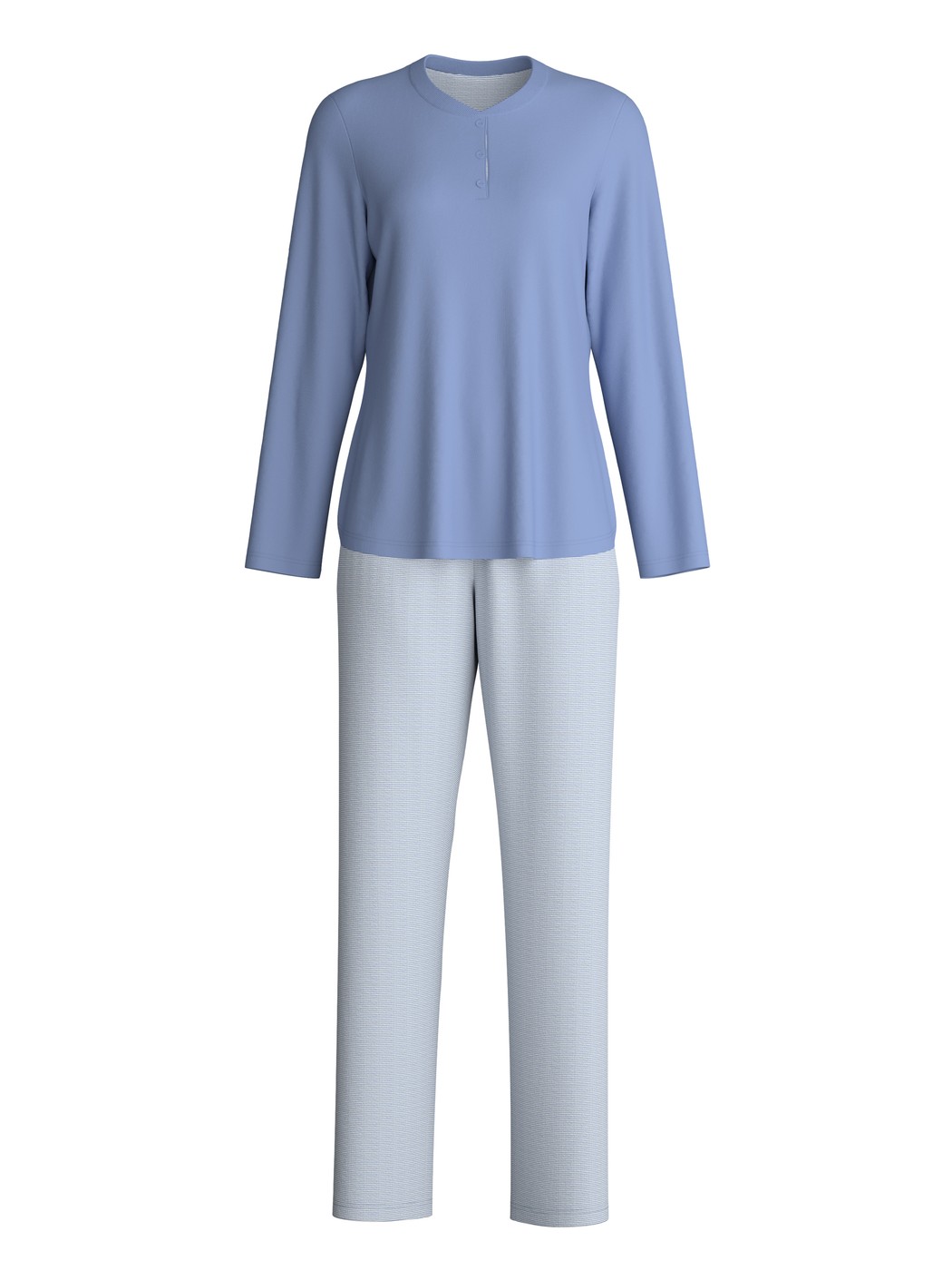 Women - Pyjamas, long made of 100% Cotton in Blue, Striped, from the Midnight Stripes series by CALIDA