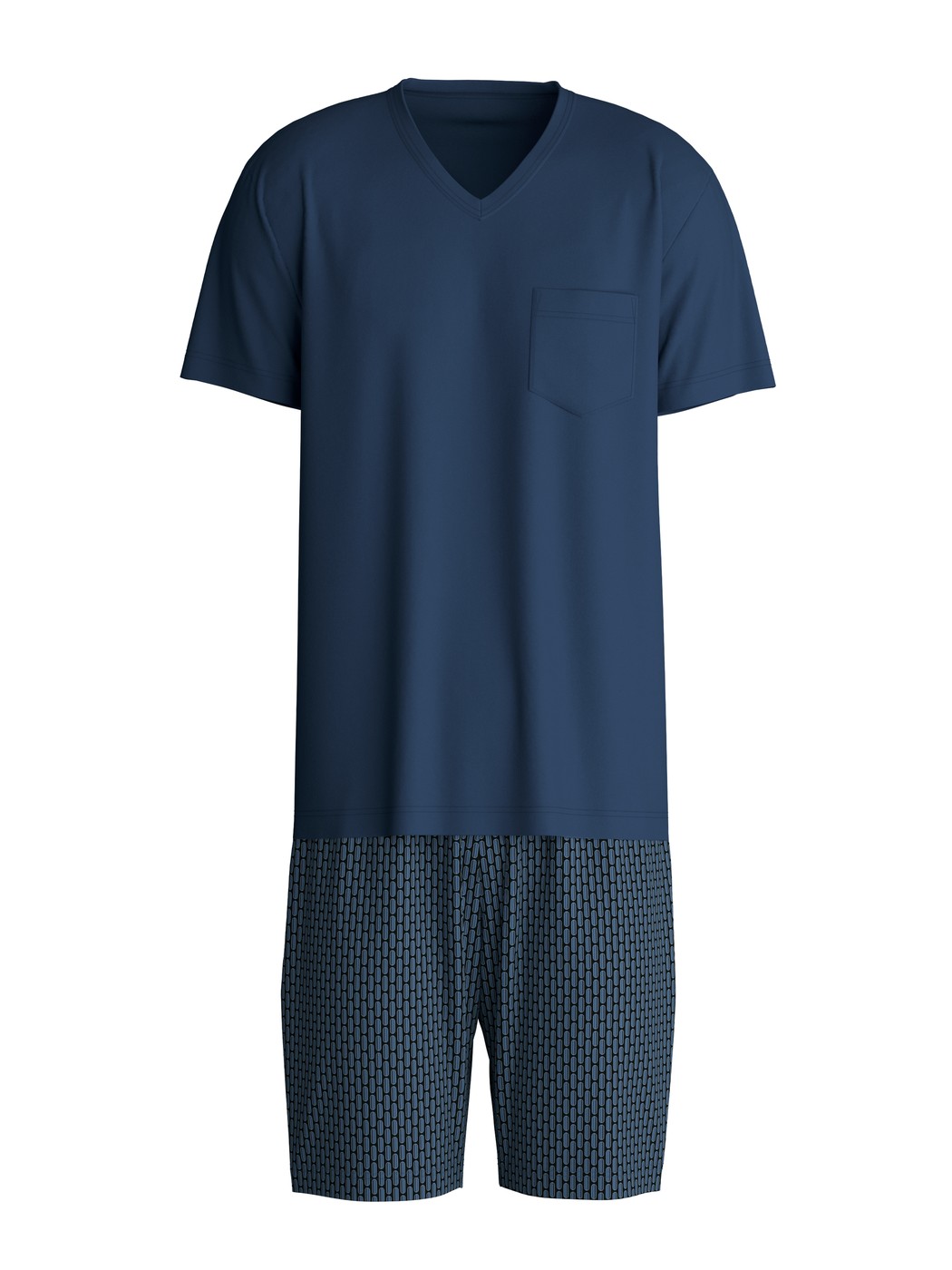 Herren - Kurz-Pyjama aus Baumwolle in Blau, Einfarbig aus Serie Relax Superlight von CALIDA