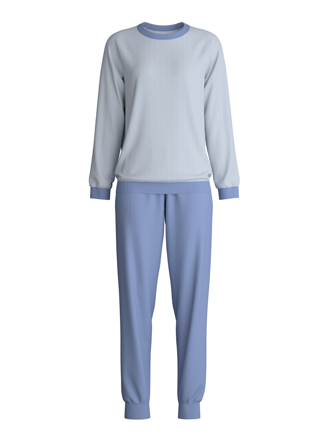Damen - Bündchen-Pyjama aus 100% Baumwolle in Blau, Gestreift aus Serie Midnight Stripes von CALIDA