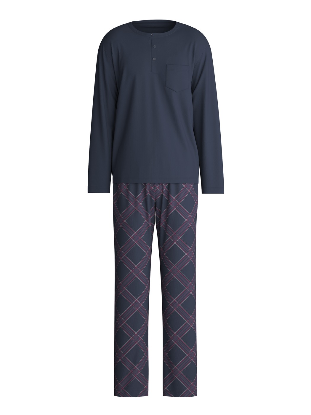 Herren - Pyjama, lang aus 100% Baumwolle in Blau, Gemustert aus Serie Relax Comfy 4 von CALIDA