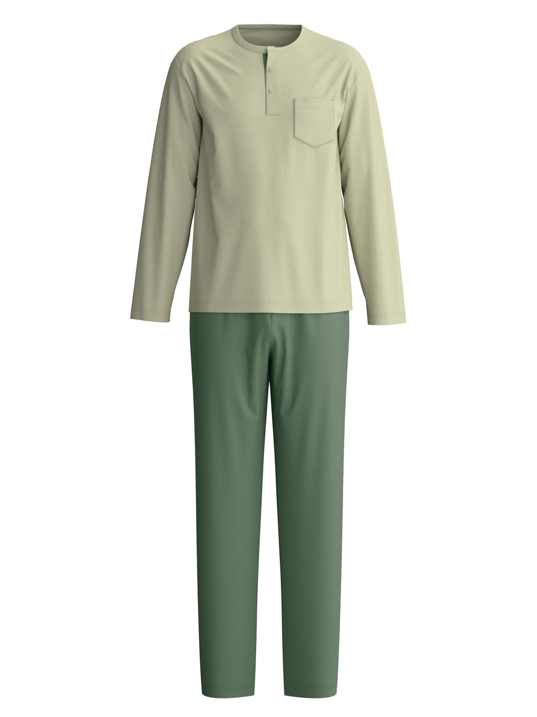 Men - Pyjamas, long made of Cotton in Green, Unicoloured, from the Relax Superlight series by CALIDA