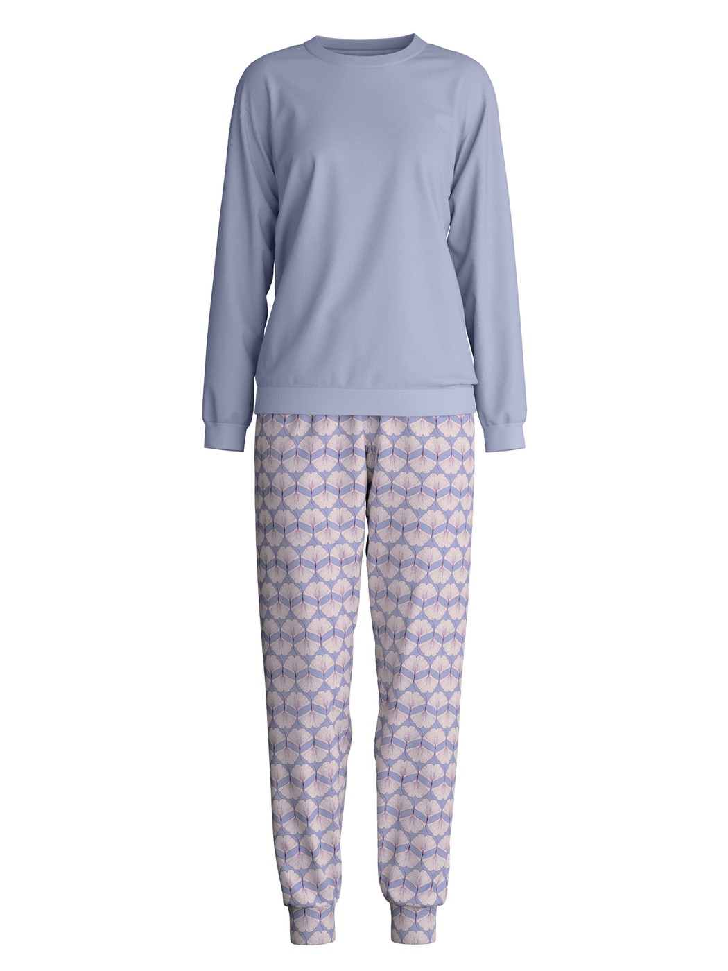 Damen - Bündchen-Pyjama aus 100% Baumwolle in Violett, Gemustert aus Serie Nightwear Xtra von CALIDA