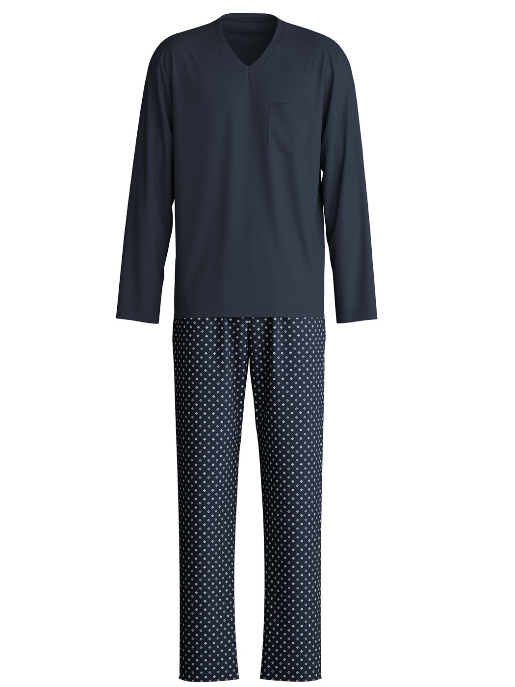 Men - Pyjamas, long made of 100% Cotton in Blue, Patterned, from the Relax Streamline series by CALIDA